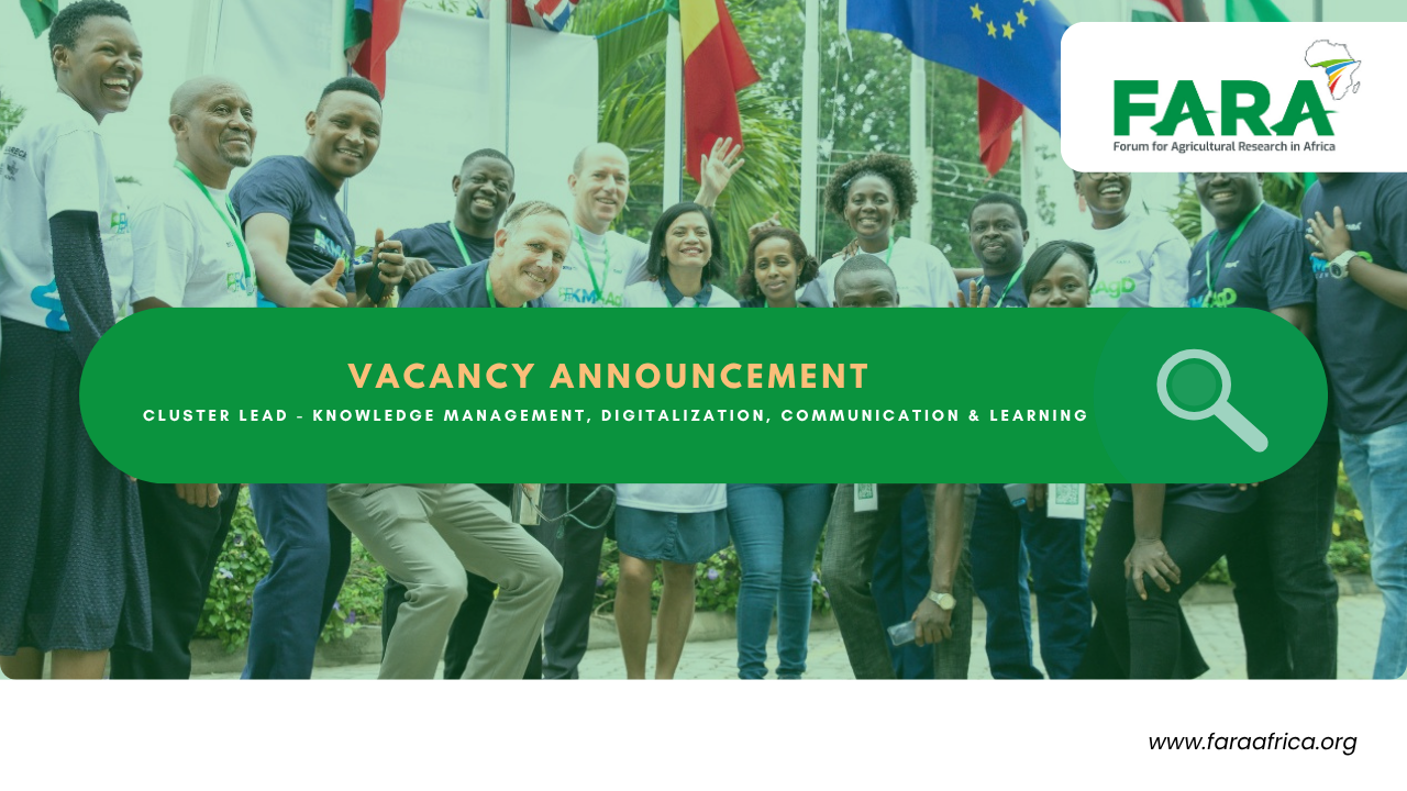 VACANCY ANNOUNCEMENT: Cluster Leader – Knowledge Management, Digitalization, Communication and Learning